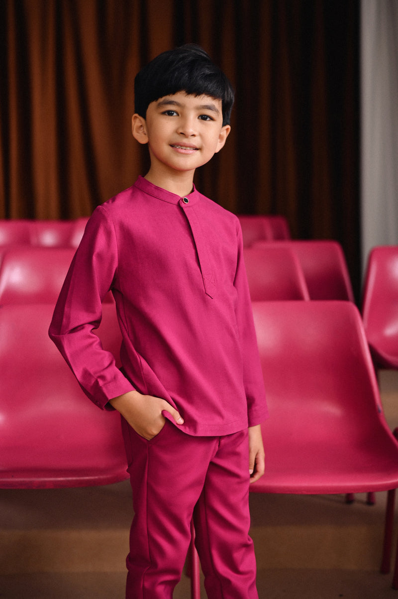 baju melayu pink pekat budak