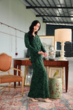 The Glow Women Petals Kebaya Set - Emerald Green Jacquard