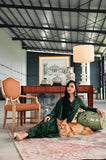 The Glow Women Petals Kebaya Set - Emerald Green Jacquard