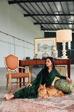 The Glow Women Petals Kebaya Set - Emerald Green Jacquard