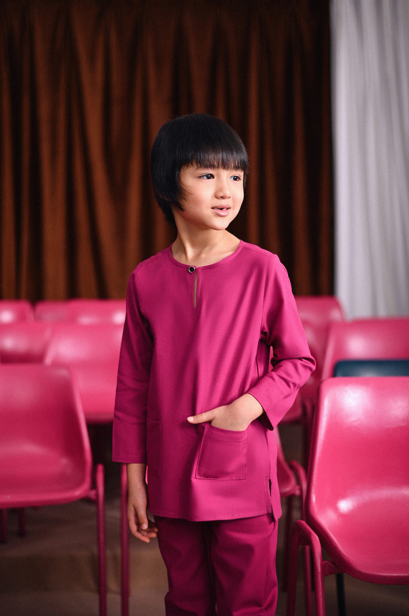 kurta cotton pink pekat budak