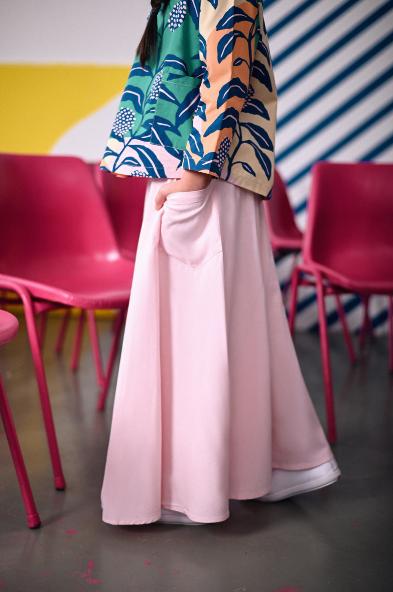 kain kembang poket pink budak