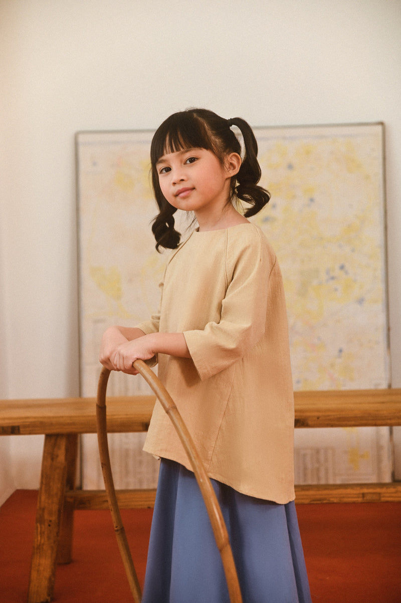 round neck khaki blouse