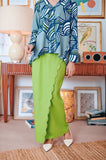 The Narik Women Scallop Folded Skirt - Lime Green