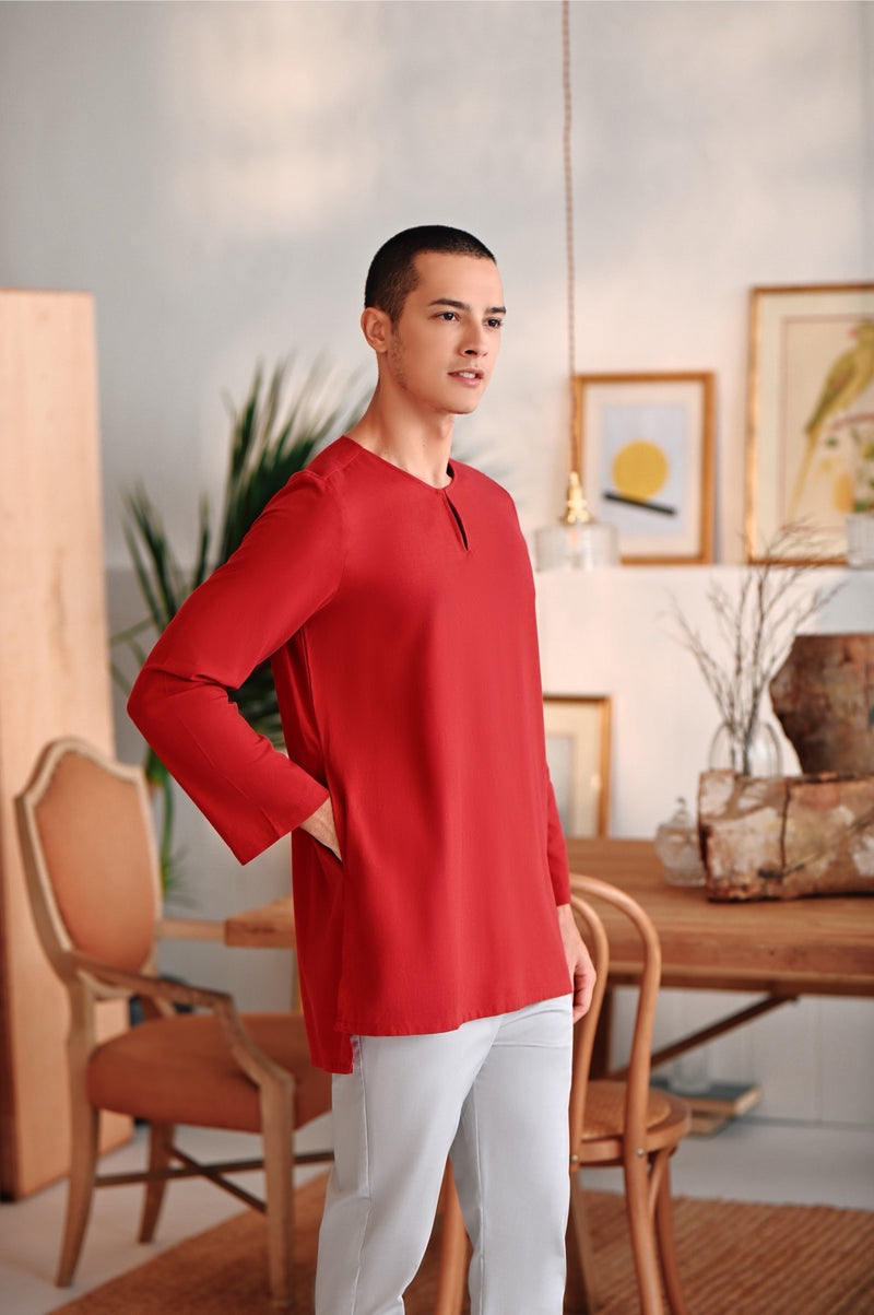 The Rehati Men Kurta - Crimson Red