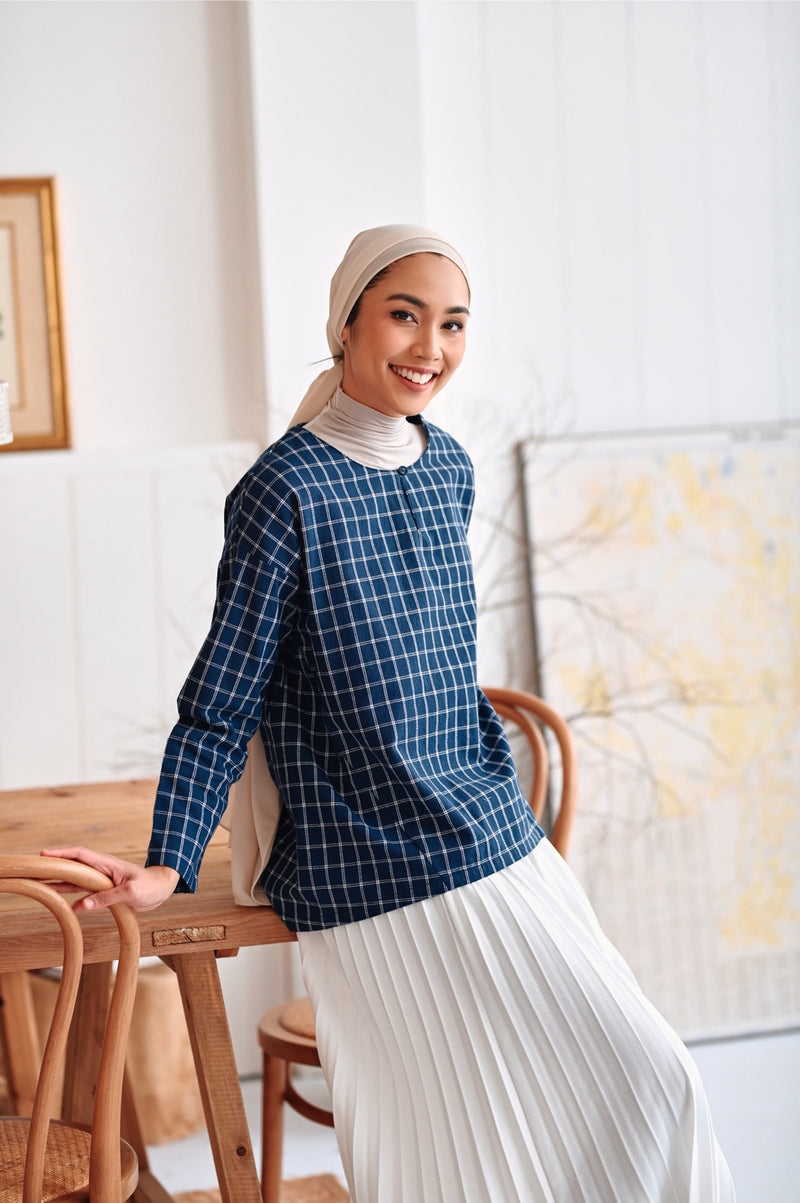 The Rehati Women Modest Blouse - Petang Checked