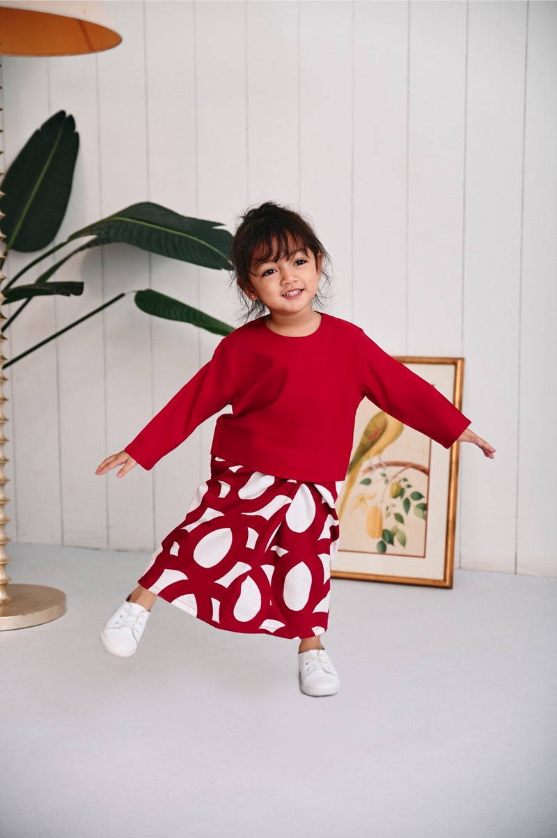 The Rehati Babies Kurung - Crimson Red
