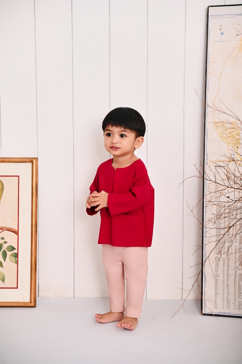 The Rehati Babies Kurta - Crimson Red