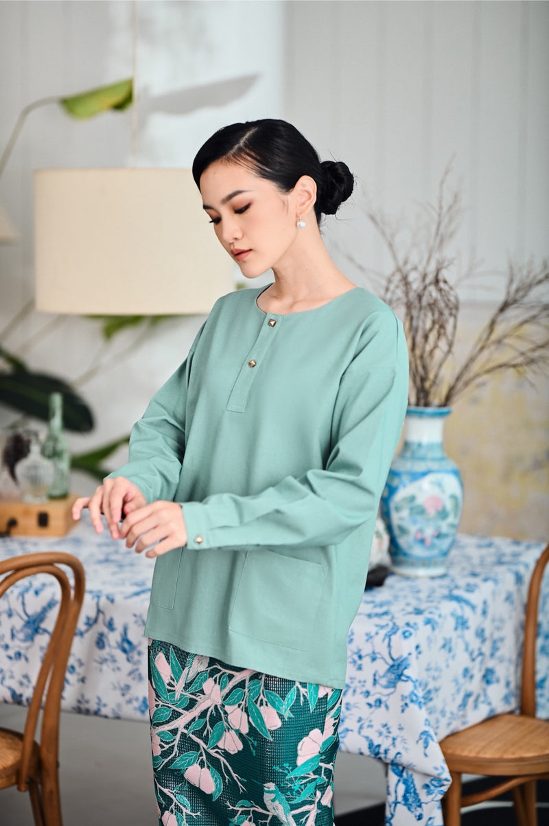 baju kurung kedah hijau mint dewasa