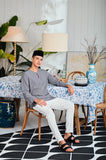 The Evergreen Men Pesak Kurta - Clay Stripe