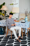 The Evergreen Men Pesak Kurta - Clay Stripe