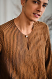 The Evergreen Men Pesak Kurta - Earth Stripe