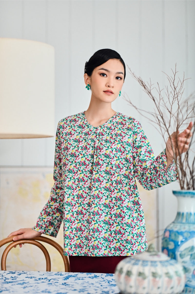 baju blouse bercorak bunga perempuan