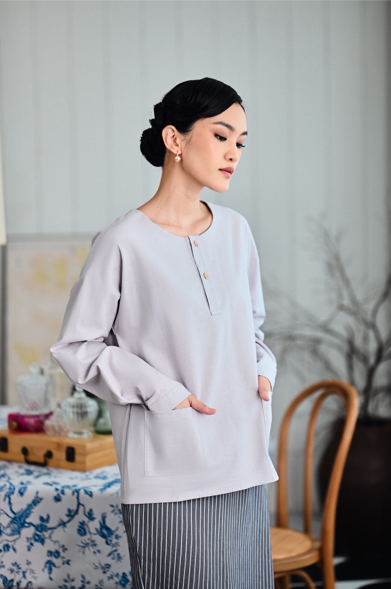 baju kurung kedah kelabu dewasa