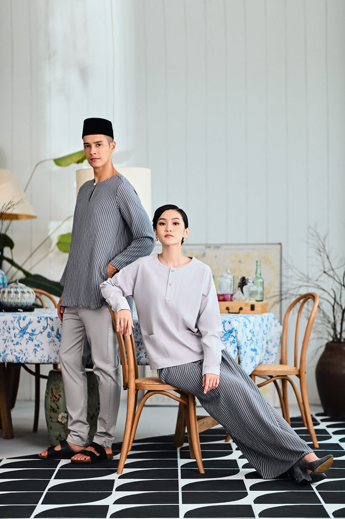 The Evergreen Men Pesak Kurta - Clay Stripe