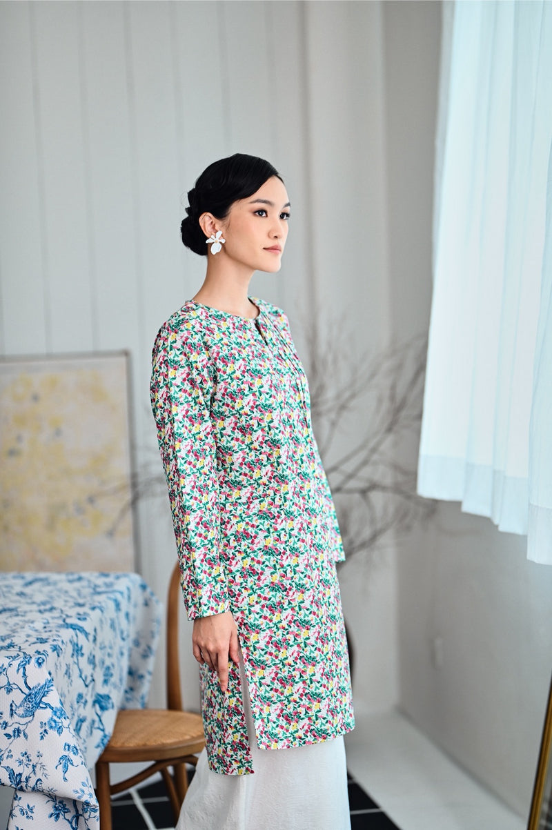 baju kurung moden bercorak bunga dewasa perempuan