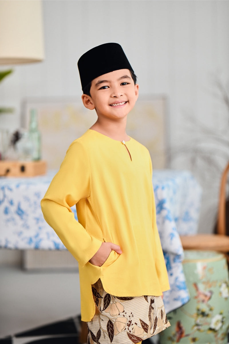 kurta cotton kuning budak