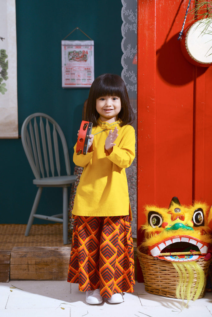 The Spring Cheongsam Blouse - Mustard - POKOKS.COM