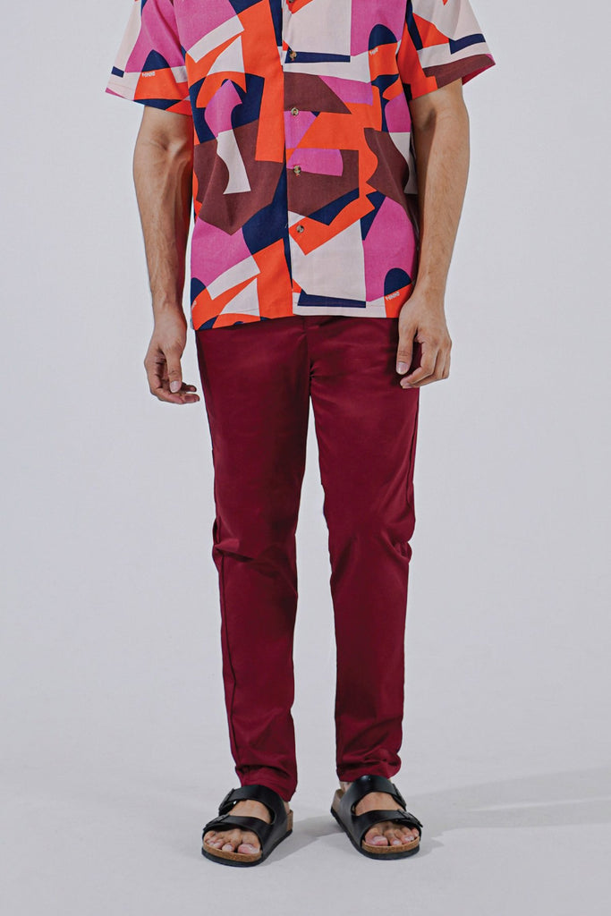 The Perfect Men Slim Fit Pants - Maroon