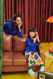 Classic Blue Blouse with Folded Skirt