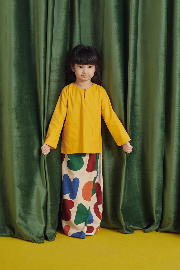 Mustard Colour Top Blouse and Folded Skirt