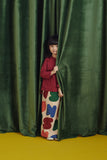 Maroon Blouse with Folded Skirt