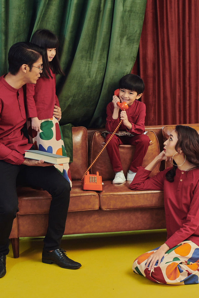 Parent-Child Maroon Colour Blouse