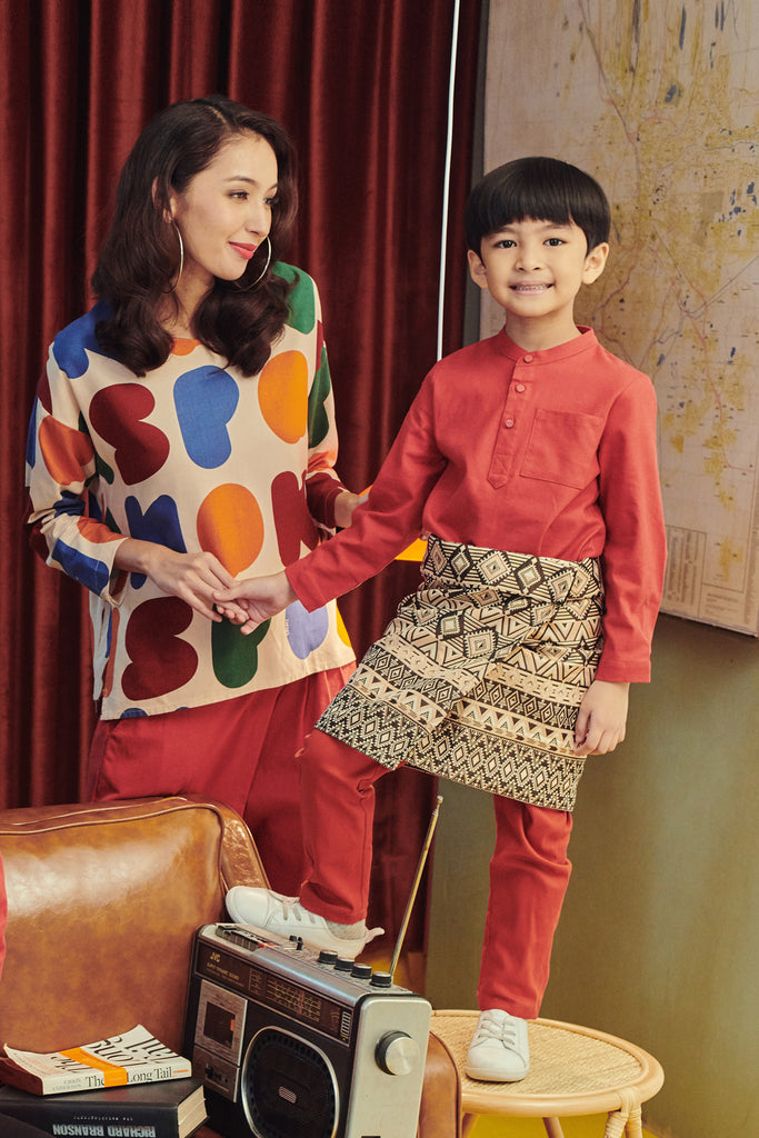 Brown Red Colour Baju Melayu
