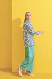 Women Yoke Blouse match Folded skirt