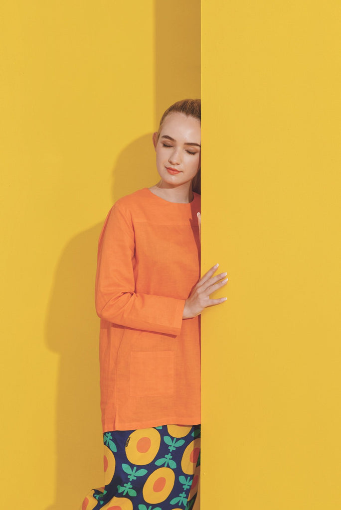 Orange Yoke Blouse for Women