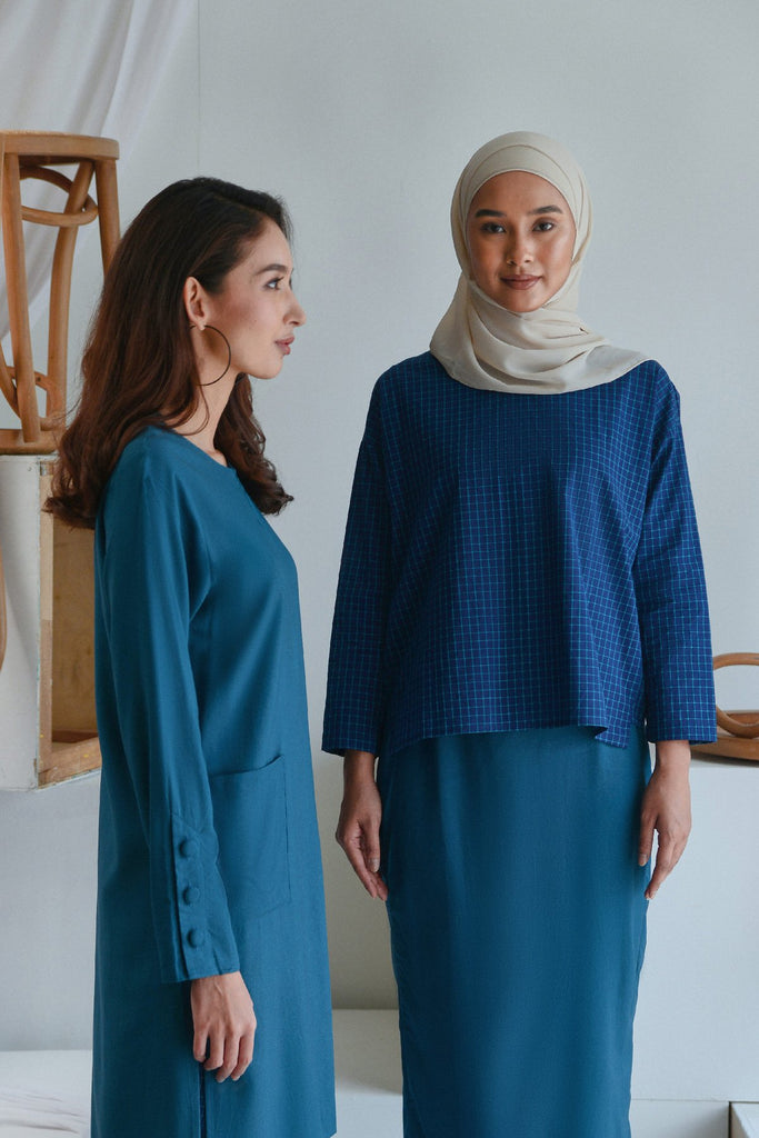 The Sungai Women Pockets Kurung Blouse - Teal
