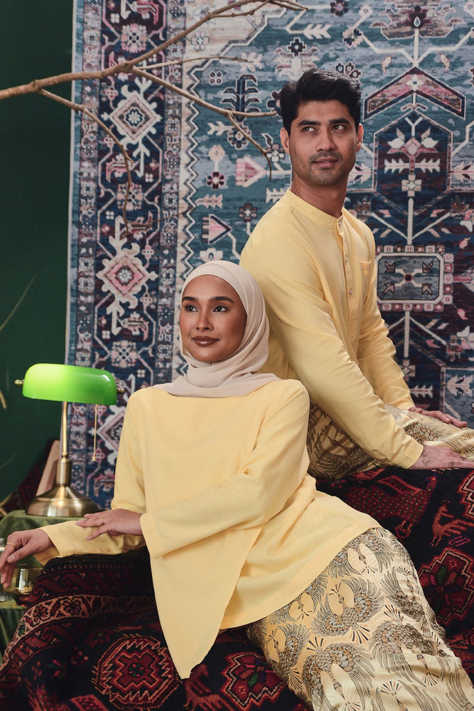 baju raya sedondon lelaki dan perempuan caramel