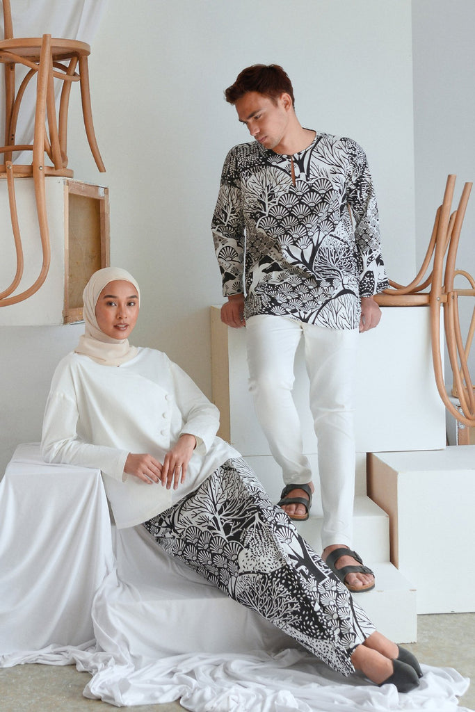 The Sungai Women Pleated Back Skirt - Timah