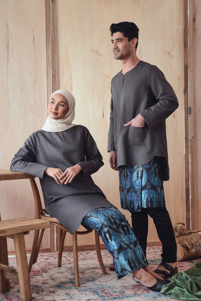 koleksi sedondon kurta baju kurung kelabu