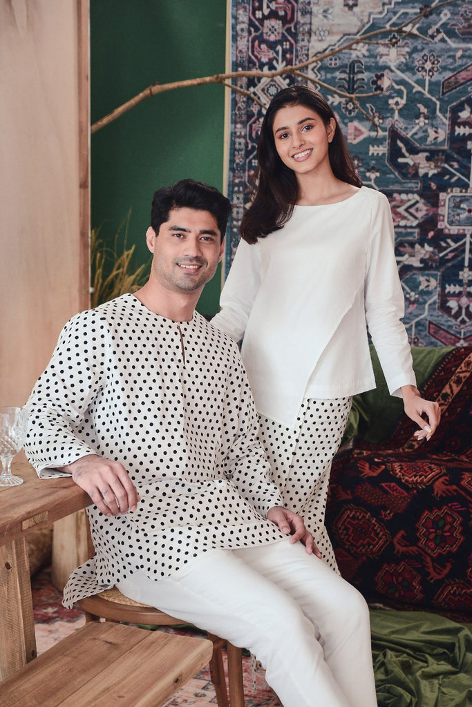 sedondon lelaki dan perempuan polka dot