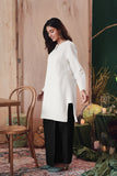 set baju kurung cotton hitam putih
