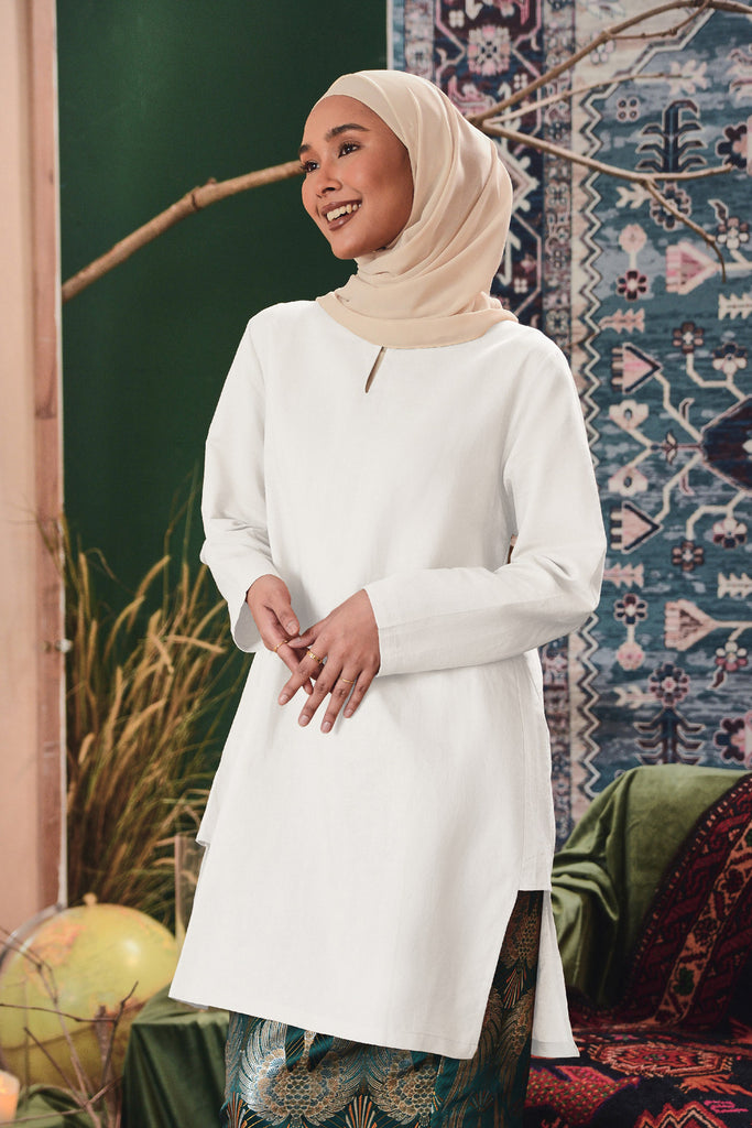 set baju kurung plain putih