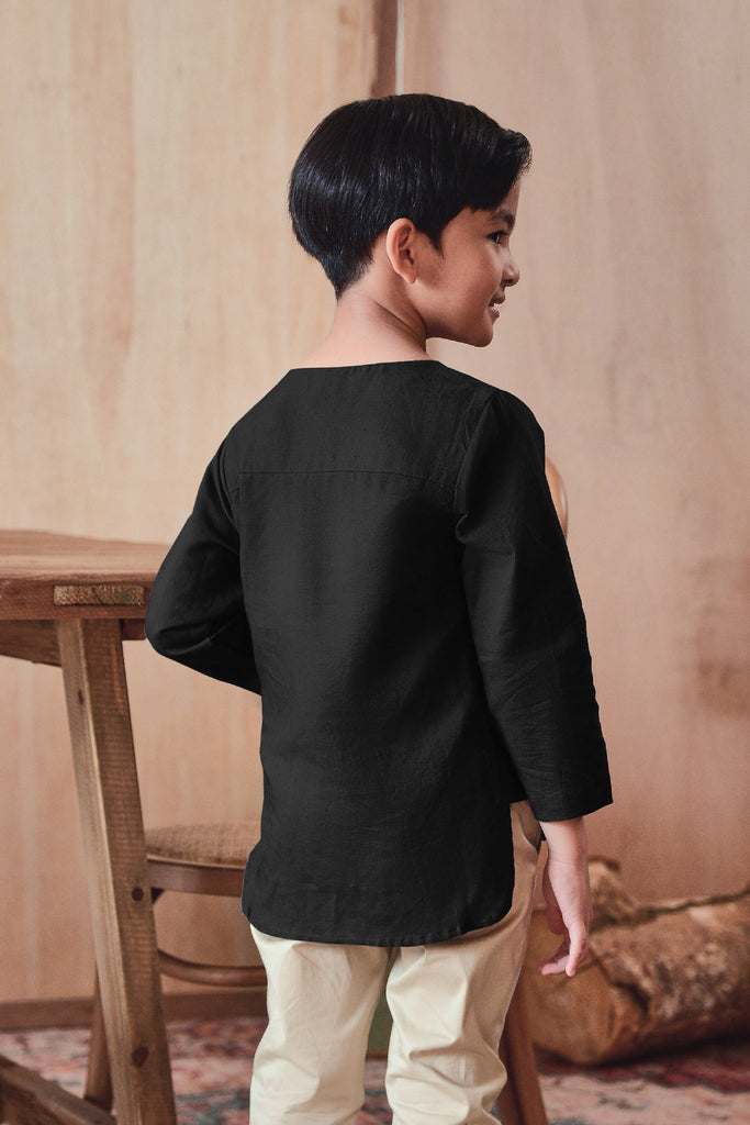 kurta teluk belanga plain black