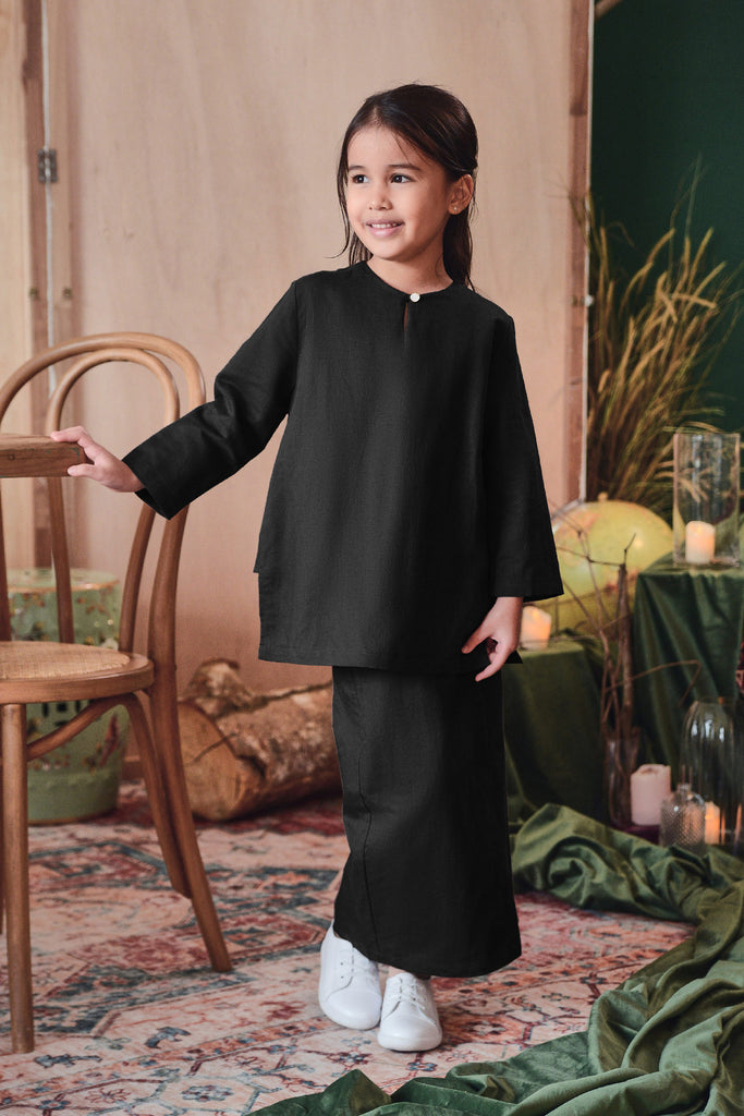 baju kurung pesak plain hitam