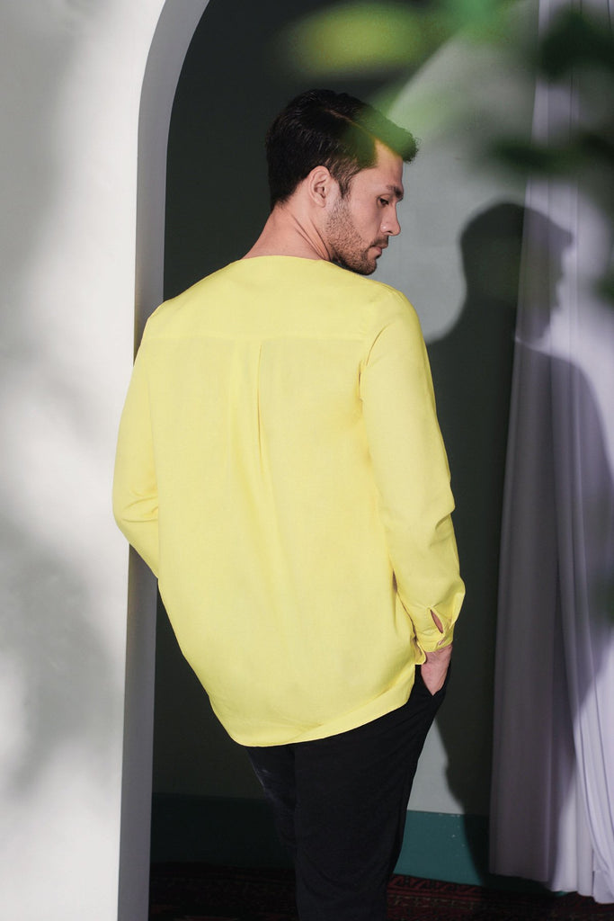 The Bayang Men Kurta - Lemon Yellow