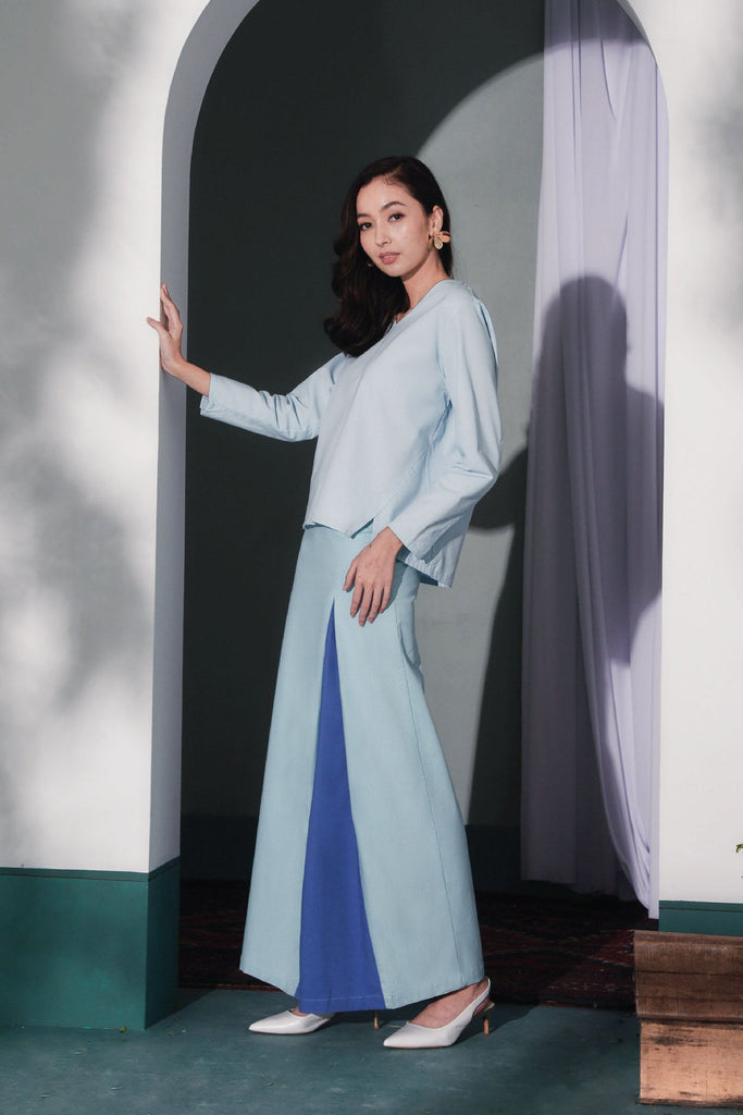 baju raya cotton biru