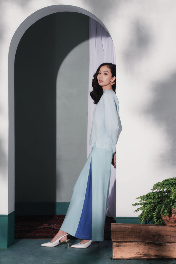 baju raya plain biru