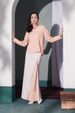 baju kurung cotton peach
