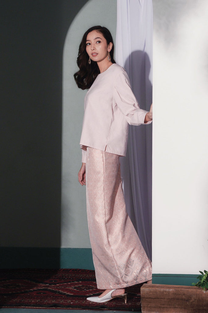 baju kurung cotton pink