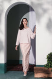 baju kurung cotton pink pastel