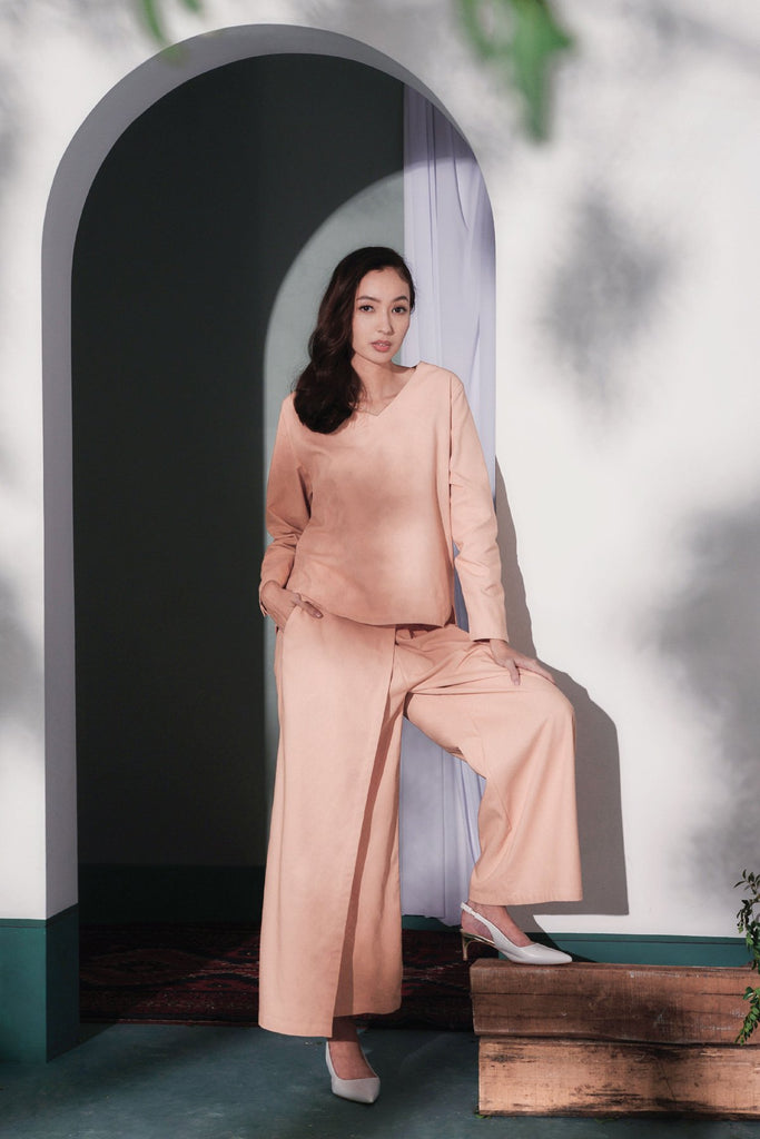 co-ords in peach