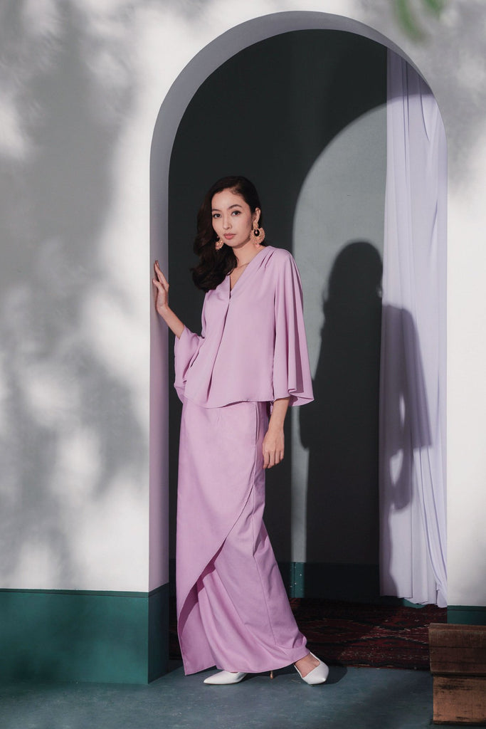 baju raya cotton dewasa purple