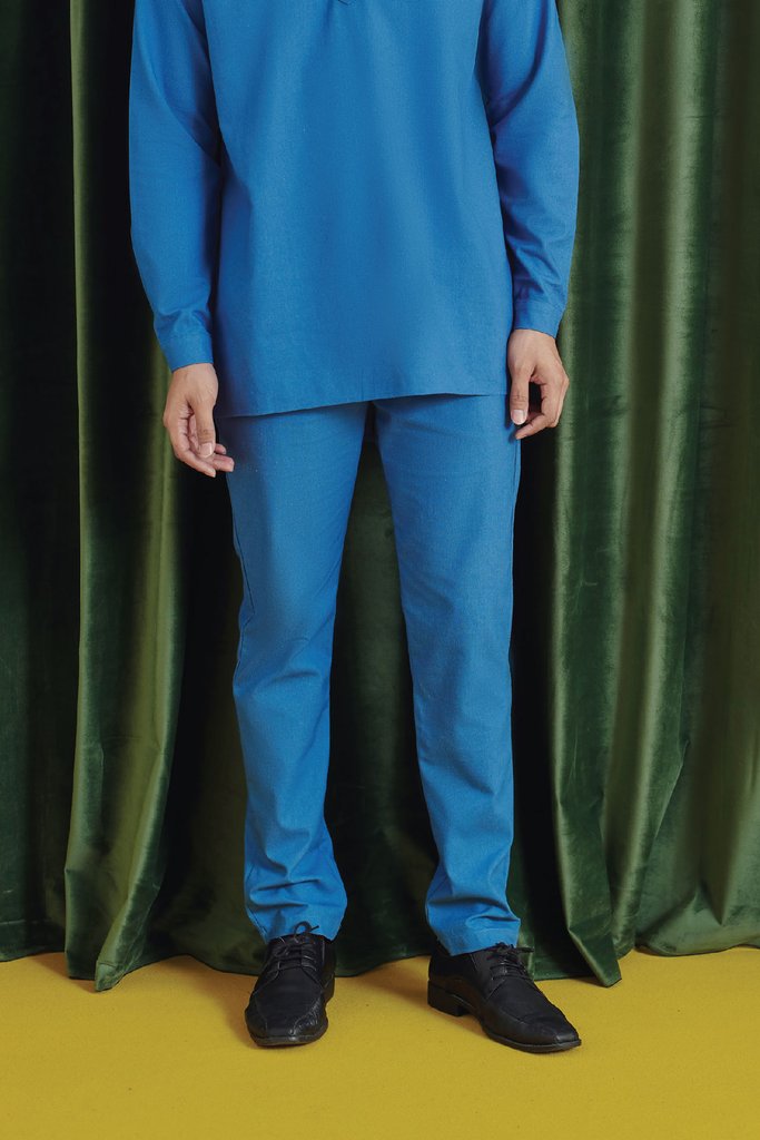 Steel Blue Colour Regular Fit Pants