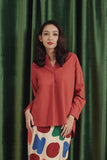 The Rona Women Box Pleat Blouse - Terracotta