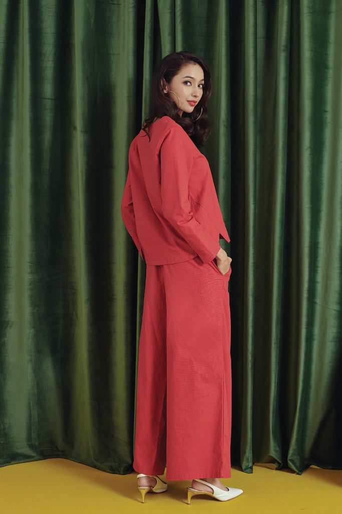 Brown Red Blouse and Seluar Overlay